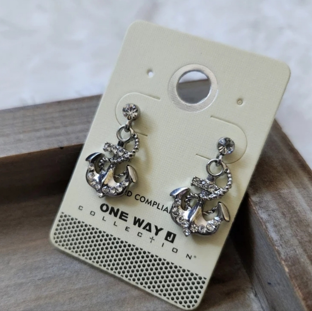 Silver Anchor Earrings